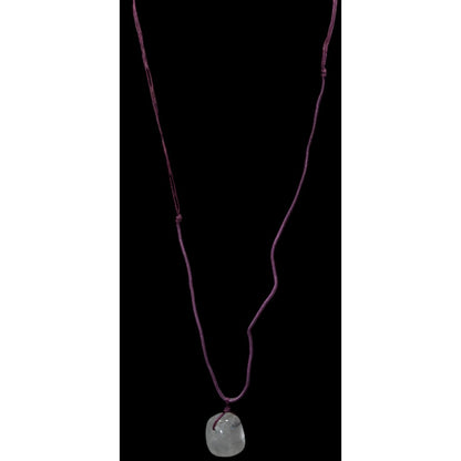 Handmade Bohemian Polished Quartz Pendant Necklace On Purple Cord