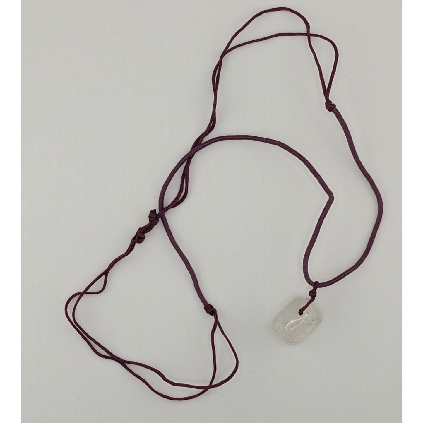 Handmade Bohemian Polished Quartz Pendant Necklace On Purple Cord