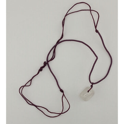 Handmade Bohemian Polished Quartz Pendant Necklace On Purple Cord