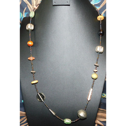 Retro Mixed Media Nature Inspired Beaded Station Necklace