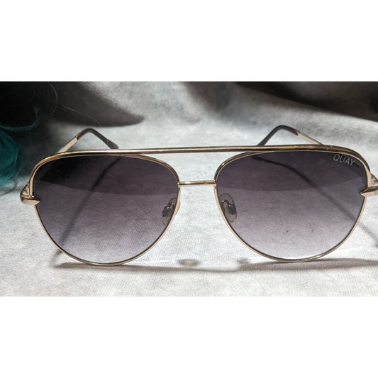 Quay x Desi Sahara Gold Aviator Sunglasses