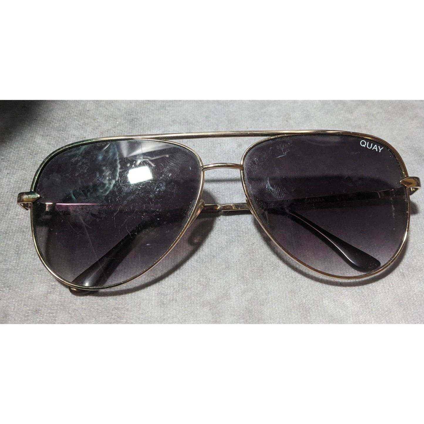 Quay x Desi Sahara Gold Aviator Sunglasses