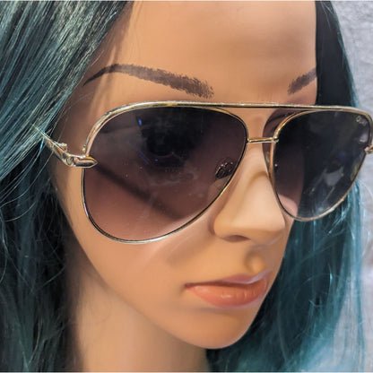 Quay x Desi Sahara Gold Aviator Sunglasses