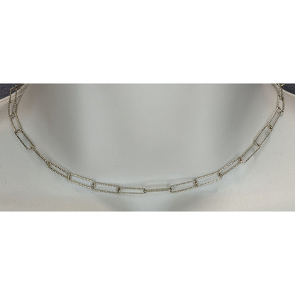 Gold Tone Paperclip Chain Necklace Minimalist Layering Adjustable Link Choker