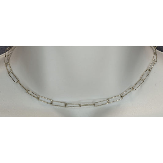 Gold Tone Paperclip Chain Necklace Minimalist Layering Adjustable Link Choker