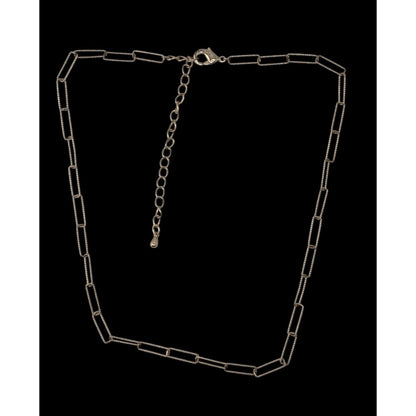 Gold Tone Paperclip Chain Necklace Minimalist Layering Adjustable Link Choker