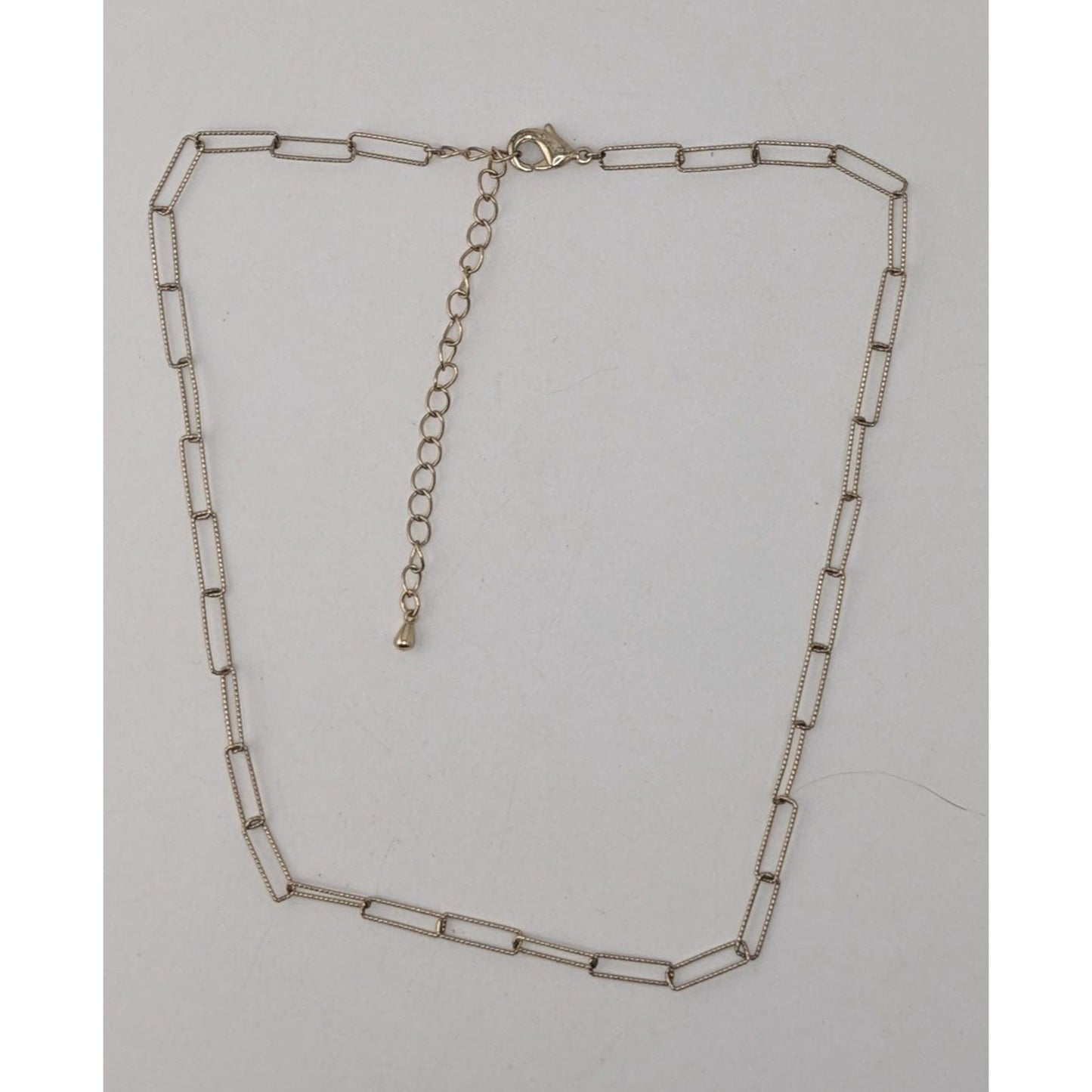 Gold Tone Paperclip Chain Necklace Minimalist Layering Adjustable Link Choker