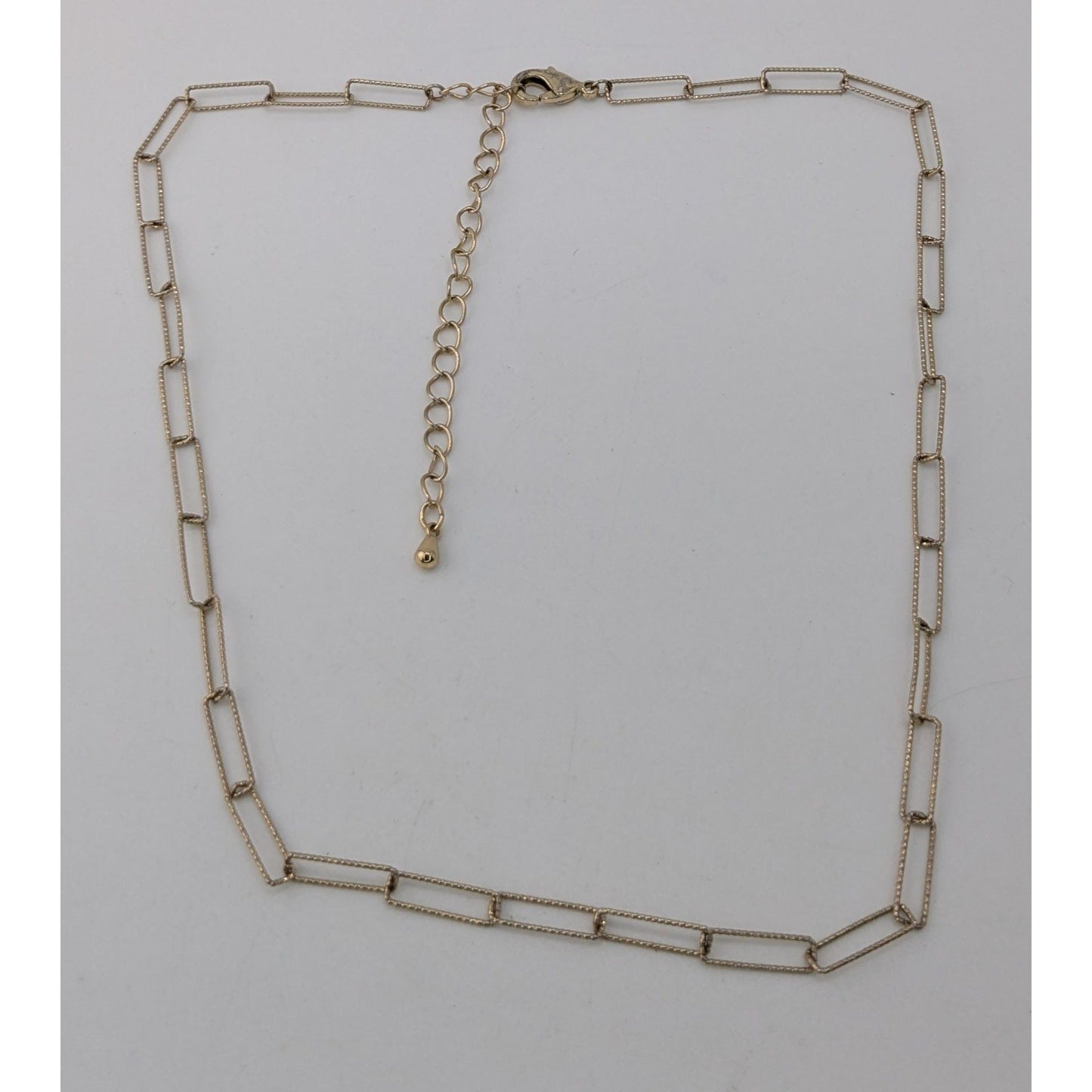 Gold Tone Paperclip Chain Necklace Minimalist Layering Adjustable Link Choker