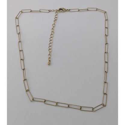 Gold Tone Paperclip Chain Necklace Minimalist Layering Adjustable Link Choker