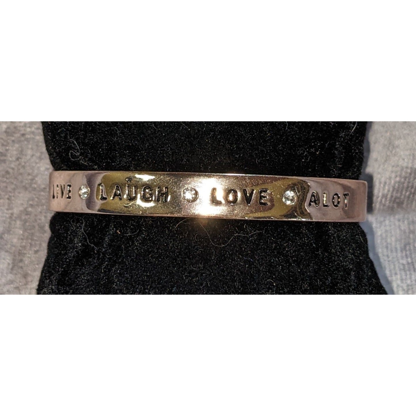 Y2K BCBGeneration Live Laugh Love Simulated Crystal Toggle Cuff Bracelet