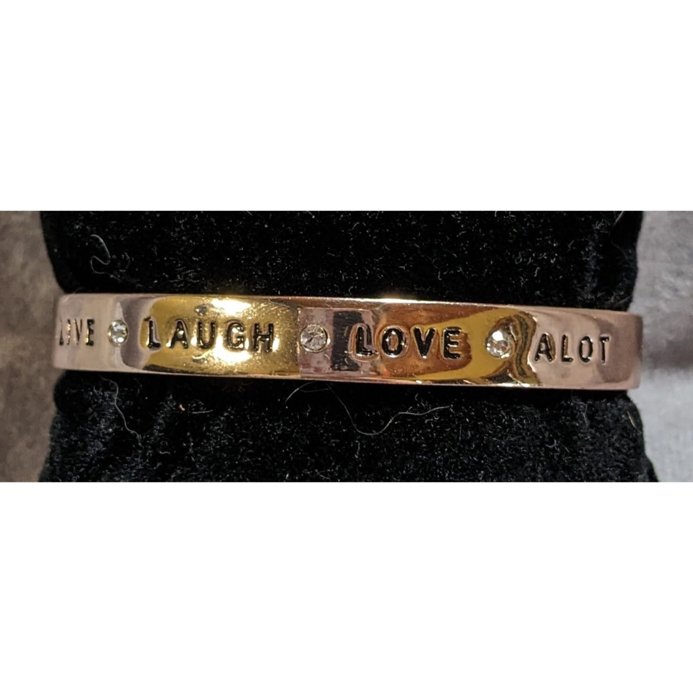 Y2K BCBGeneration Live Laugh Love Simulated Crystal Toggle Cuff Bracelet