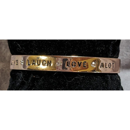 Y2K BCBGeneration Live Laugh Love Simulated Crystal Toggle Cuff Bracelet