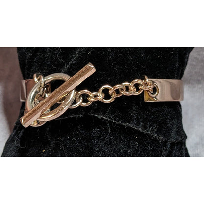 Y2K BCBGeneration Live Laugh Love Simulated Crystal Toggle Cuff Bracelet