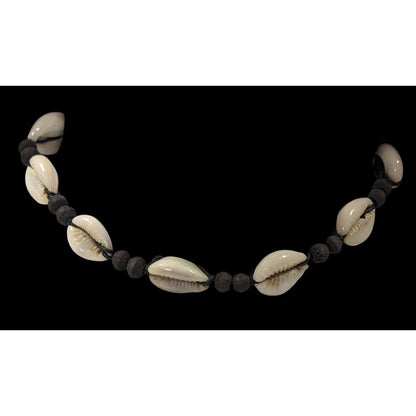 Vintage 90s Handmade Cowrie Shell Tie On Necklace