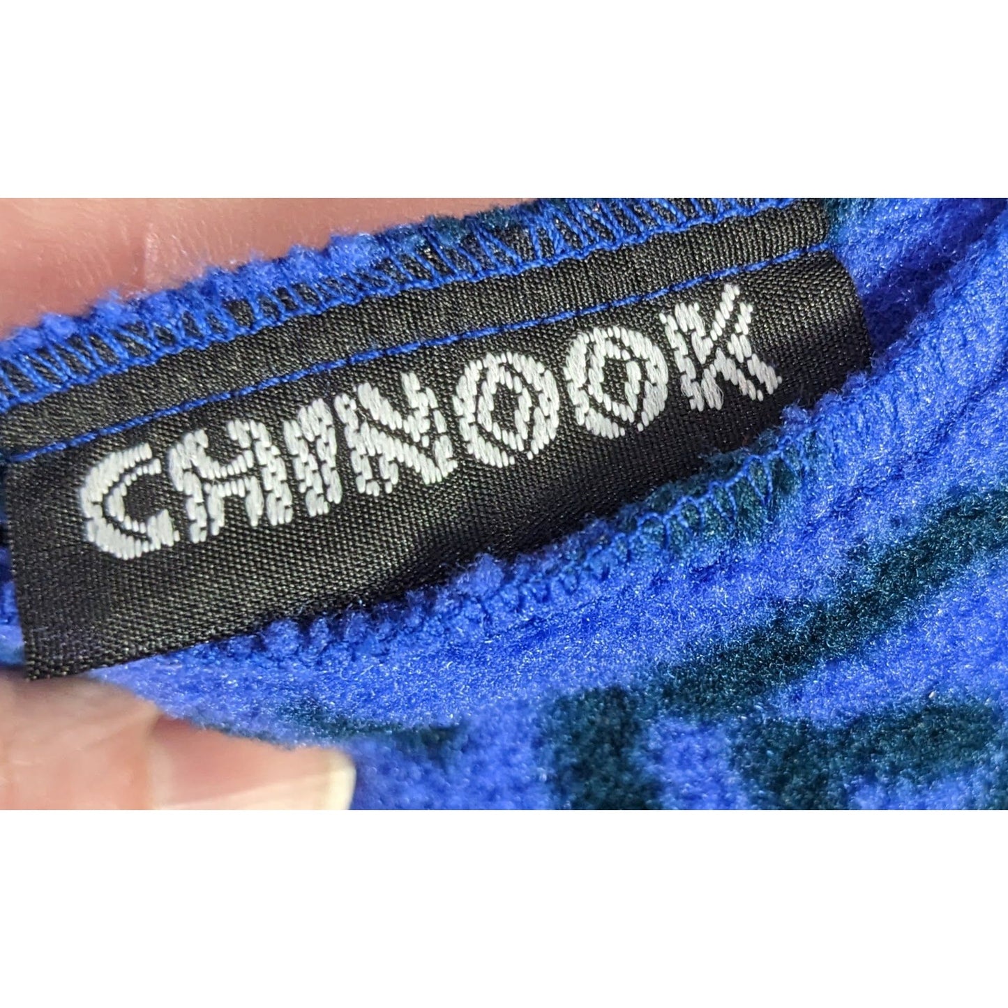 Vintage 90s Chinook Abstract Blue Fleece Scarf 68"x8" Warm & Cozy Winter Accessory