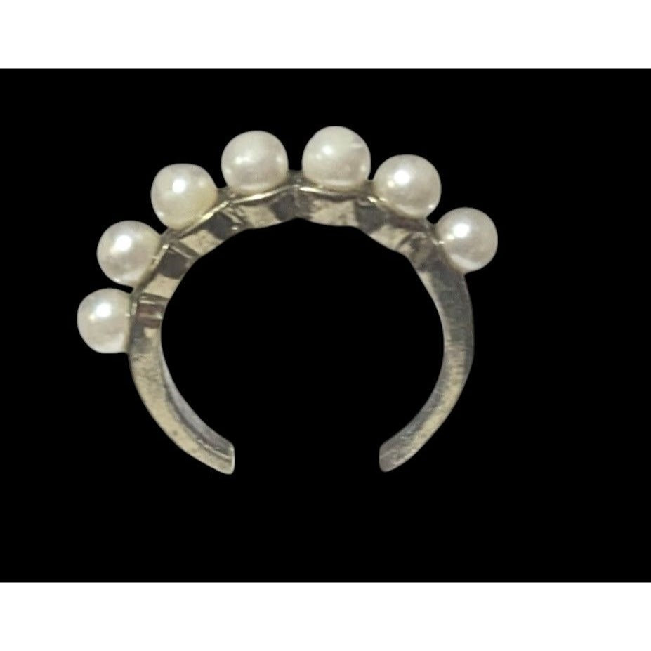 Vintage Coquette Glam Single Row Faux Pearl Ring Size 6