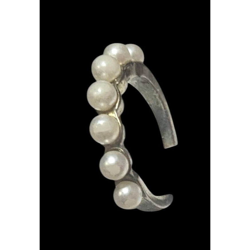 Vintage Coquette Glam Single Row Faux Pearl Ring Size 6