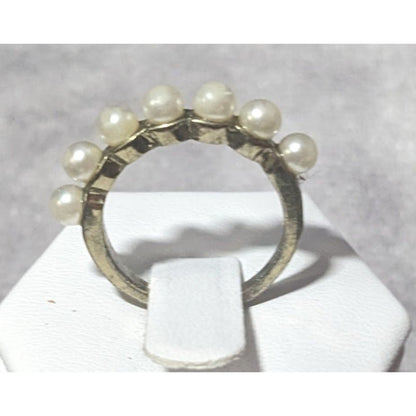 Vintage Coquette Glam Single Row Faux Pearl Ring Size 6