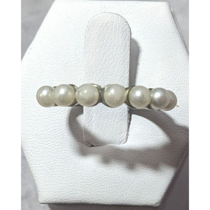 Vintage Coquette Glam Single Row Faux Pearl Ring Size 6