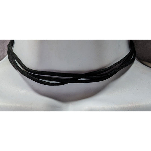 Gothic Black Triple-Strand Faux Suede Choker Necklace