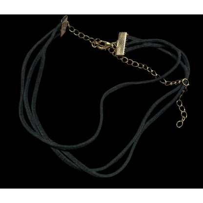 Gothic Black Triple-Strand Faux Suede Choker Necklace