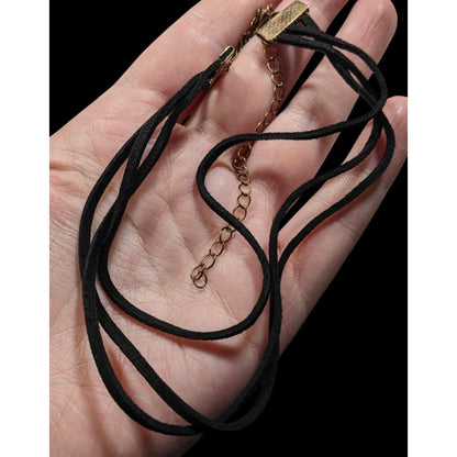 Gothic Black Triple-Strand Faux Suede Choker Necklace