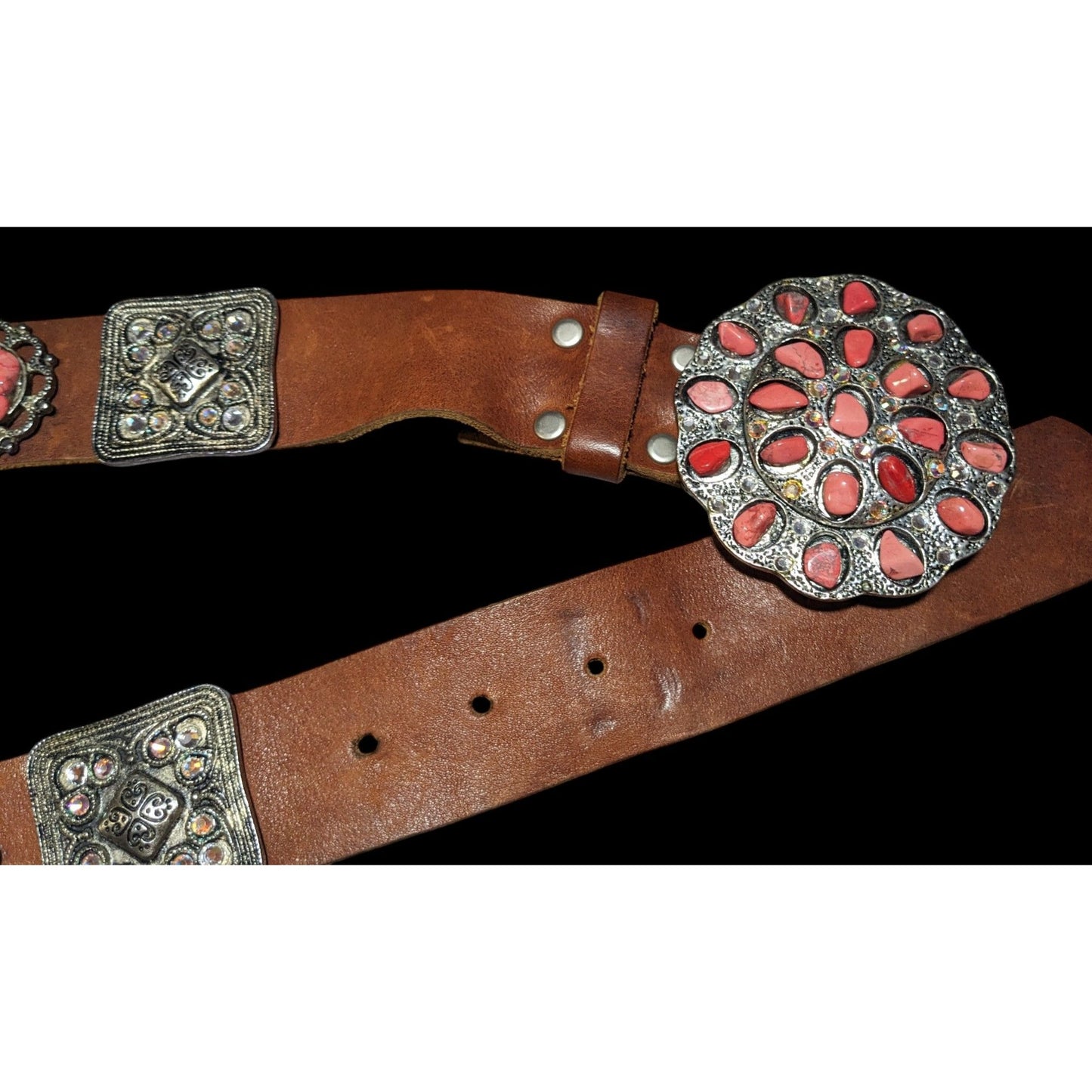 Cowgirl Glam Rhinestone And Gemstone Embellished Leather Belt