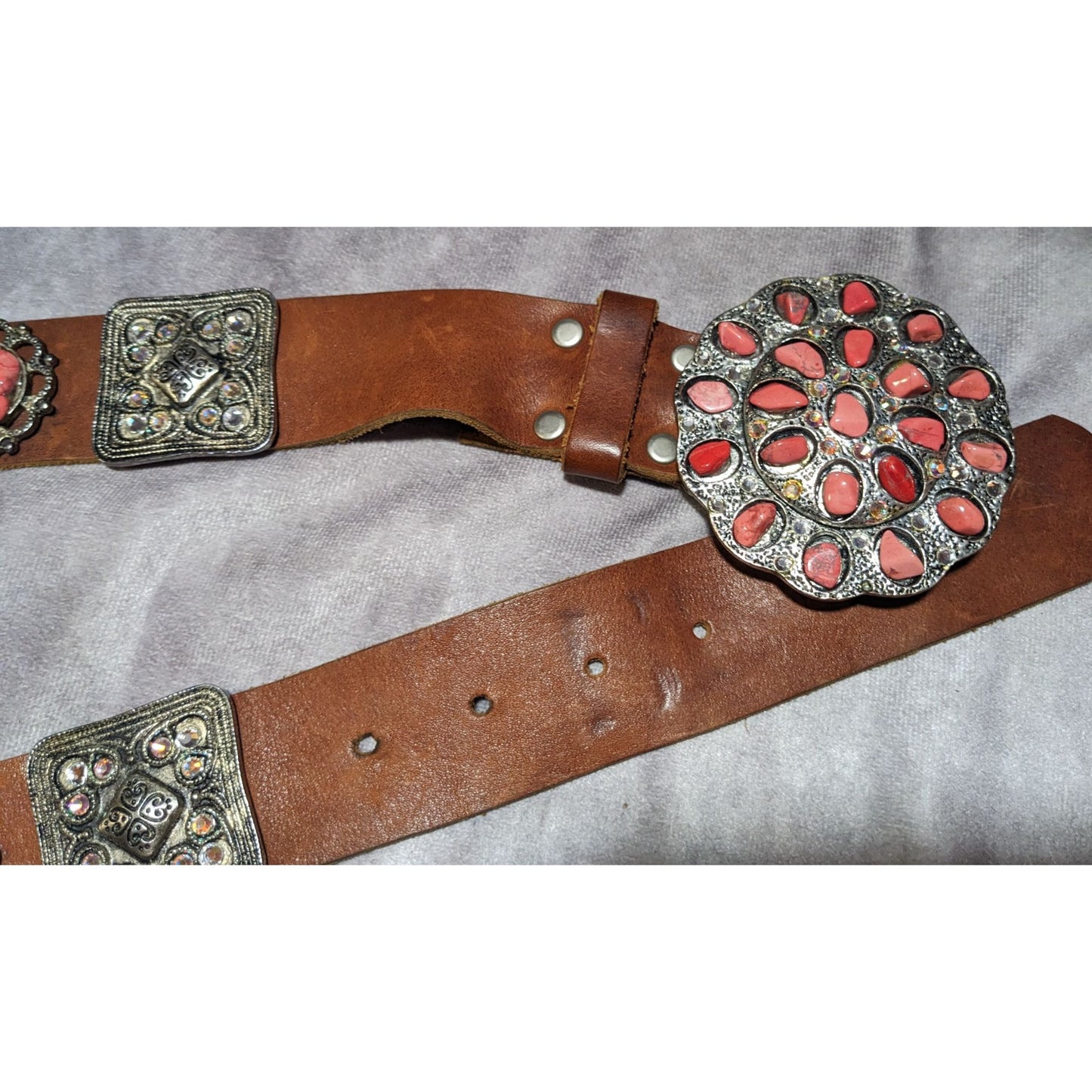 Cowgirl Glam Rhinestone And Gemstone Embellished Leather Belt