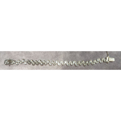 Glam 925 Sterling Silver Bubble Rhinestone Bracelet Bezel Set Statement Jewelry