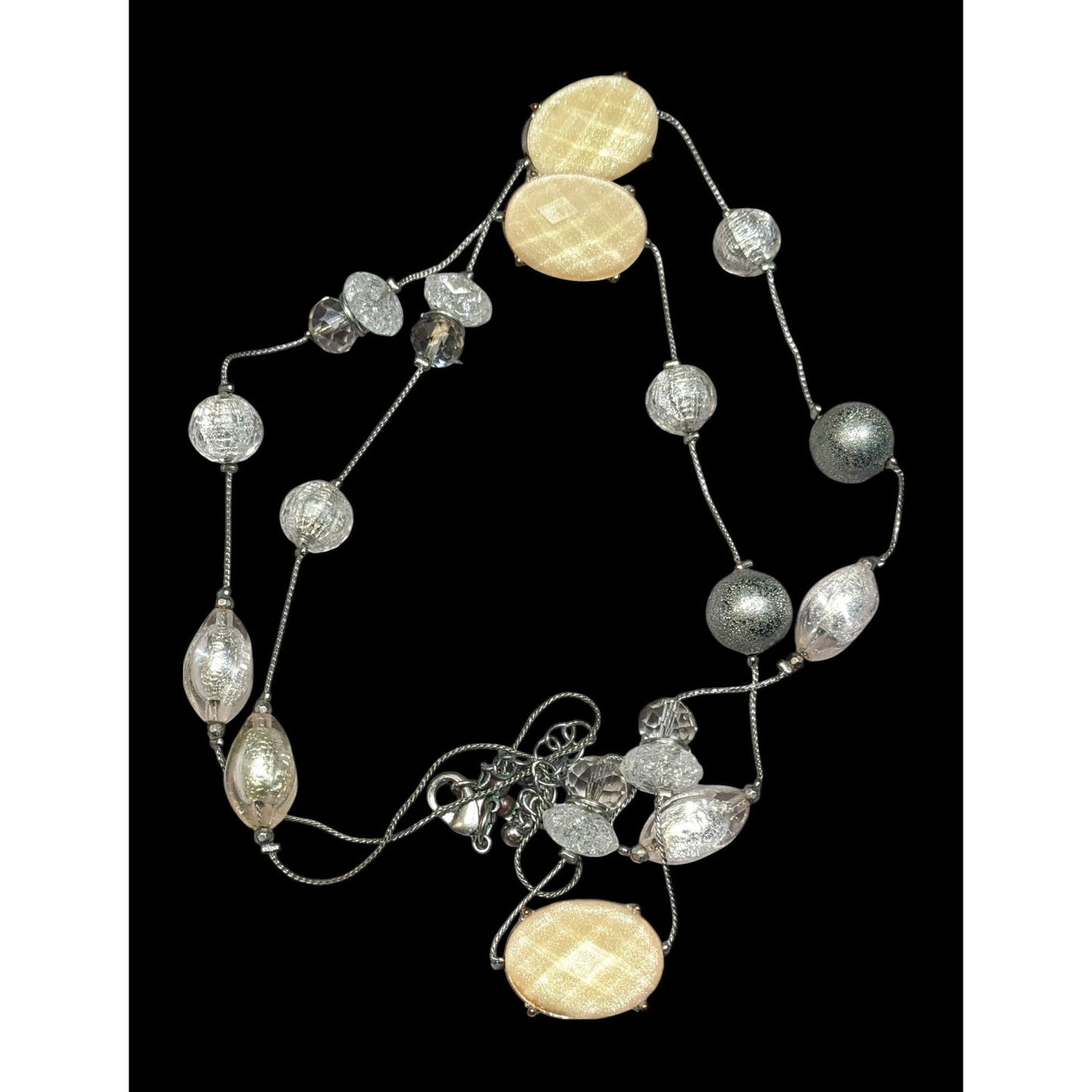 Y2K Style Gemmed And Beaded Opera Length Station Necklace