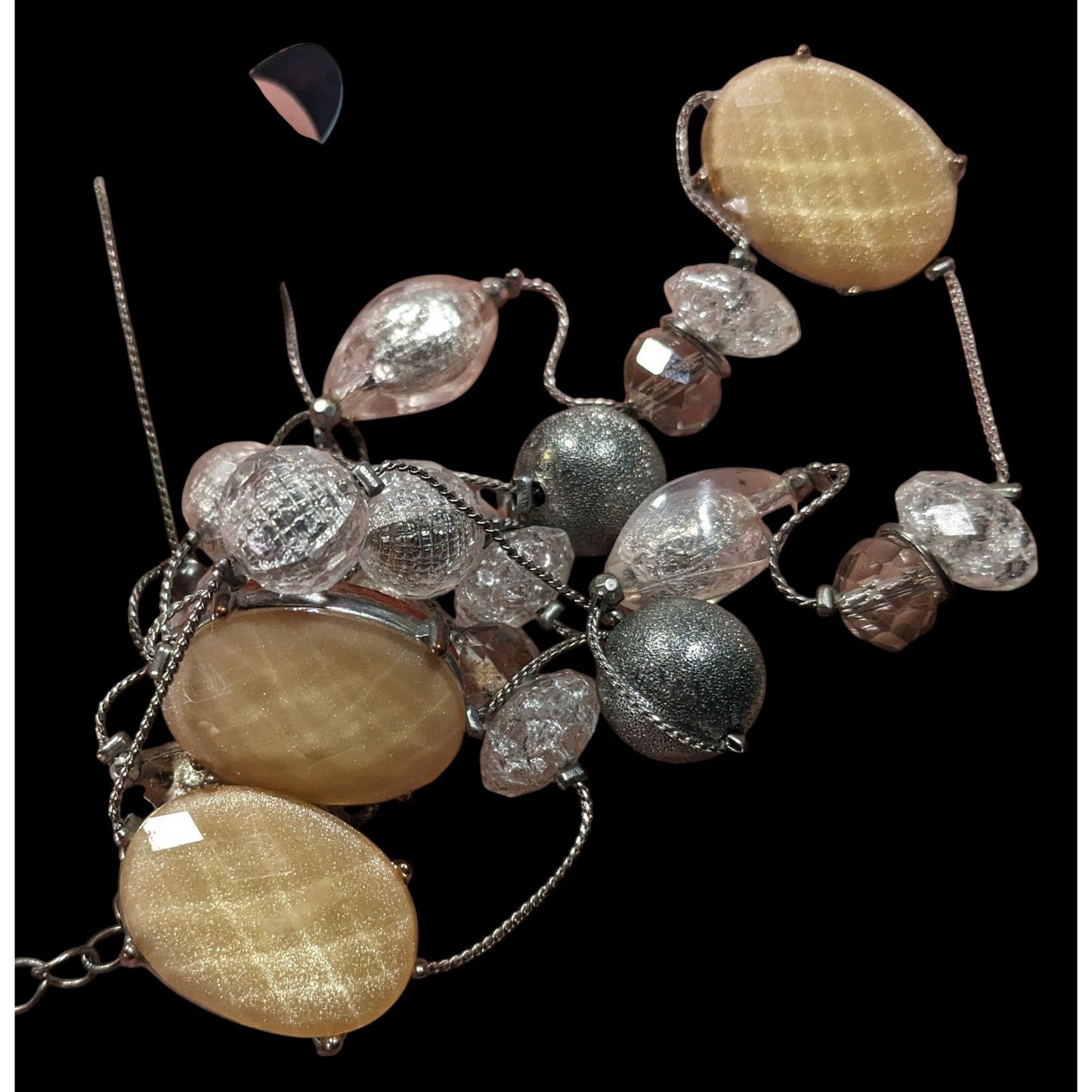 Y2K Style Gemmed And Beaded Opera Length Station Necklace