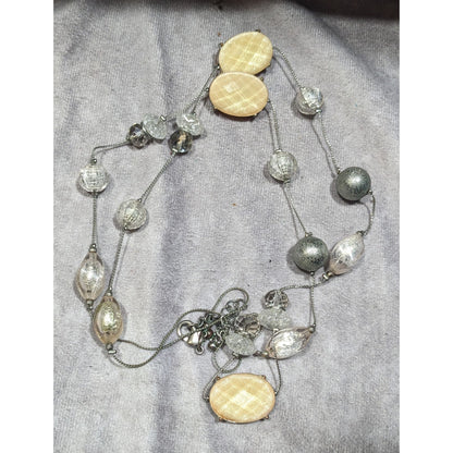 Y2K Style Gemmed And Beaded Opera Length Station Necklace