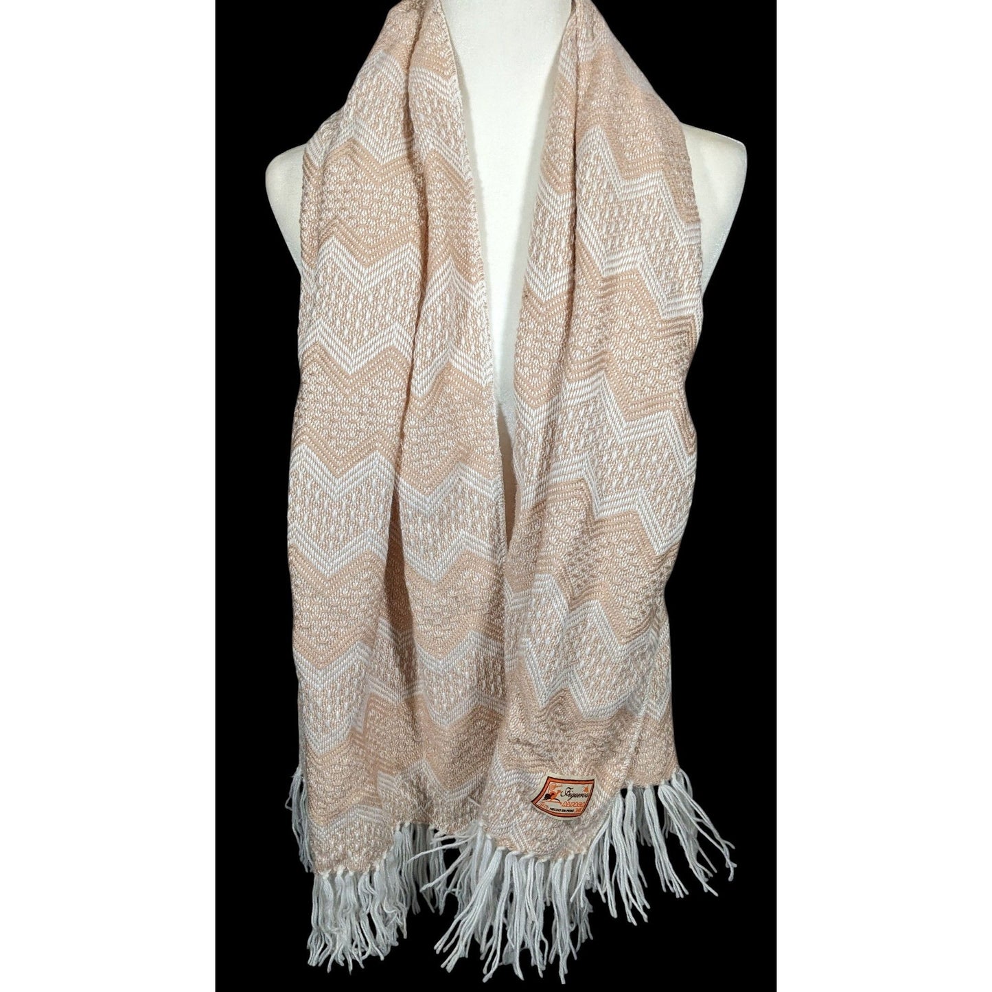 Figueroa Genuine Alpaca Peruvian Cream Chevron Scarf