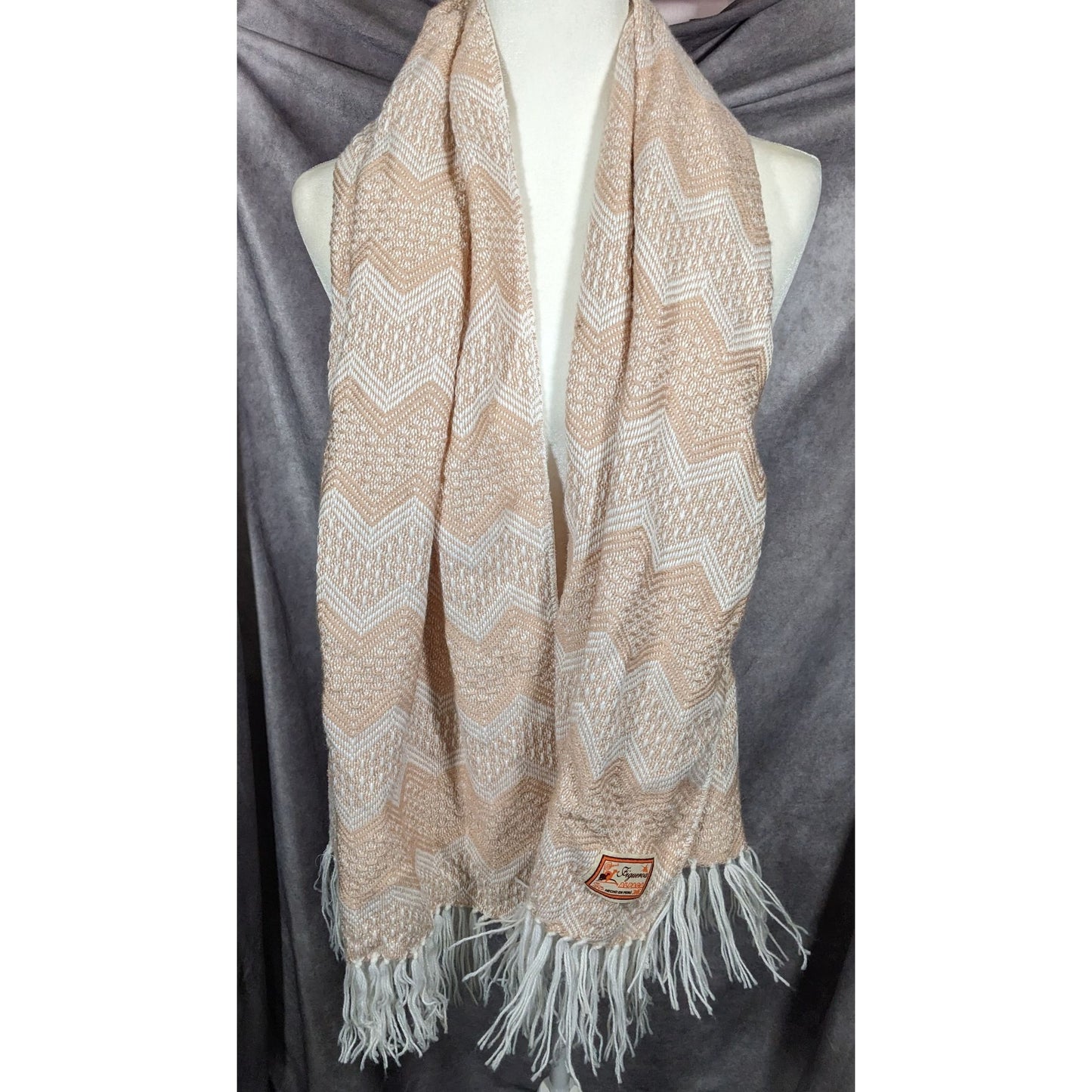 Figueroa Genuine Alpaca Peruvian Cream Chevron Scarf