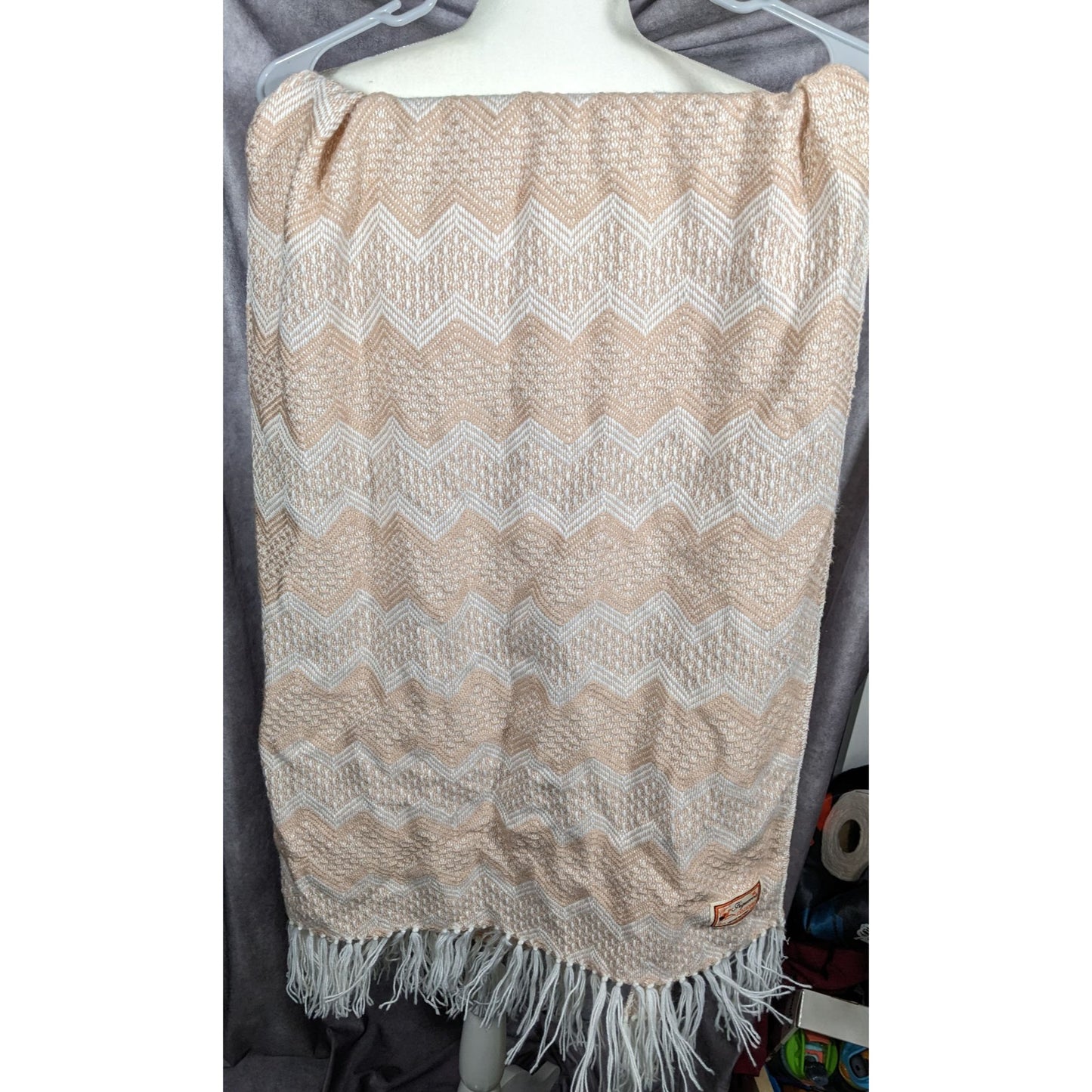 Figueroa Genuine Alpaca Peruvian Cream Chevron Scarf
