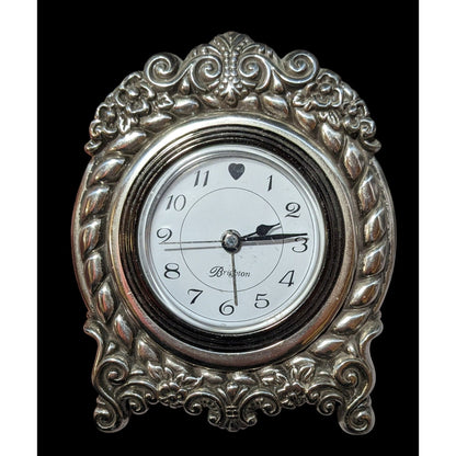 Vintage Brighton Victorian Style Silver Tone Desk Clock