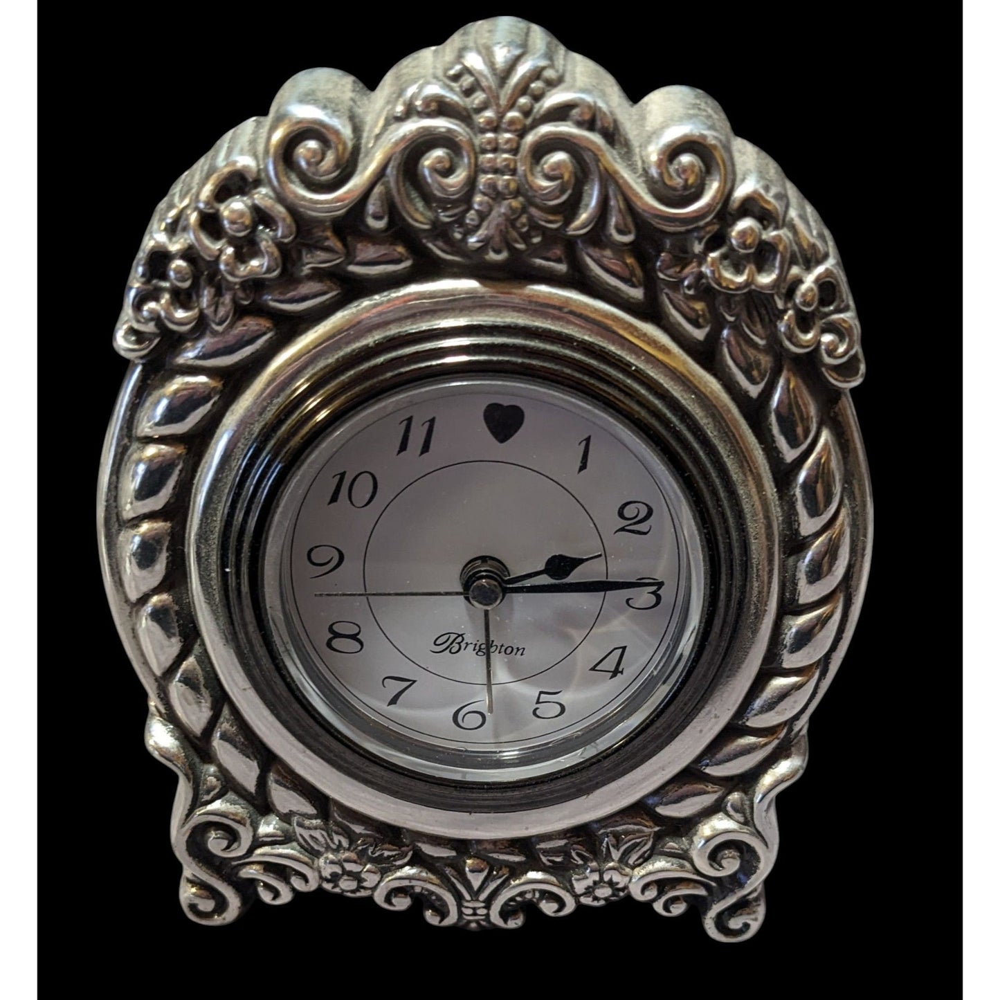 Vintage Brighton Victorian Style Silver Tone Desk Clock