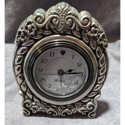 Vintage Brighton Victorian Style Silver Tone Desk Clock