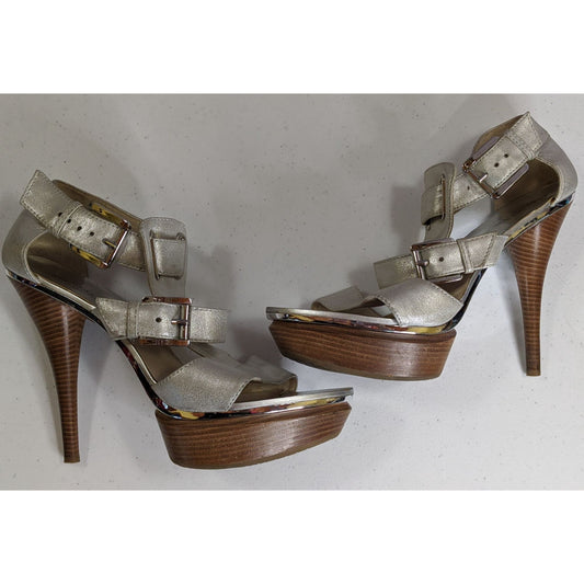 Michael Michael Kors Metallic Silver High Heel Sandals 9.5M