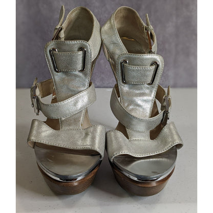 Michael Michael Kors Metallic Silver High Heel Sandals 9.5M