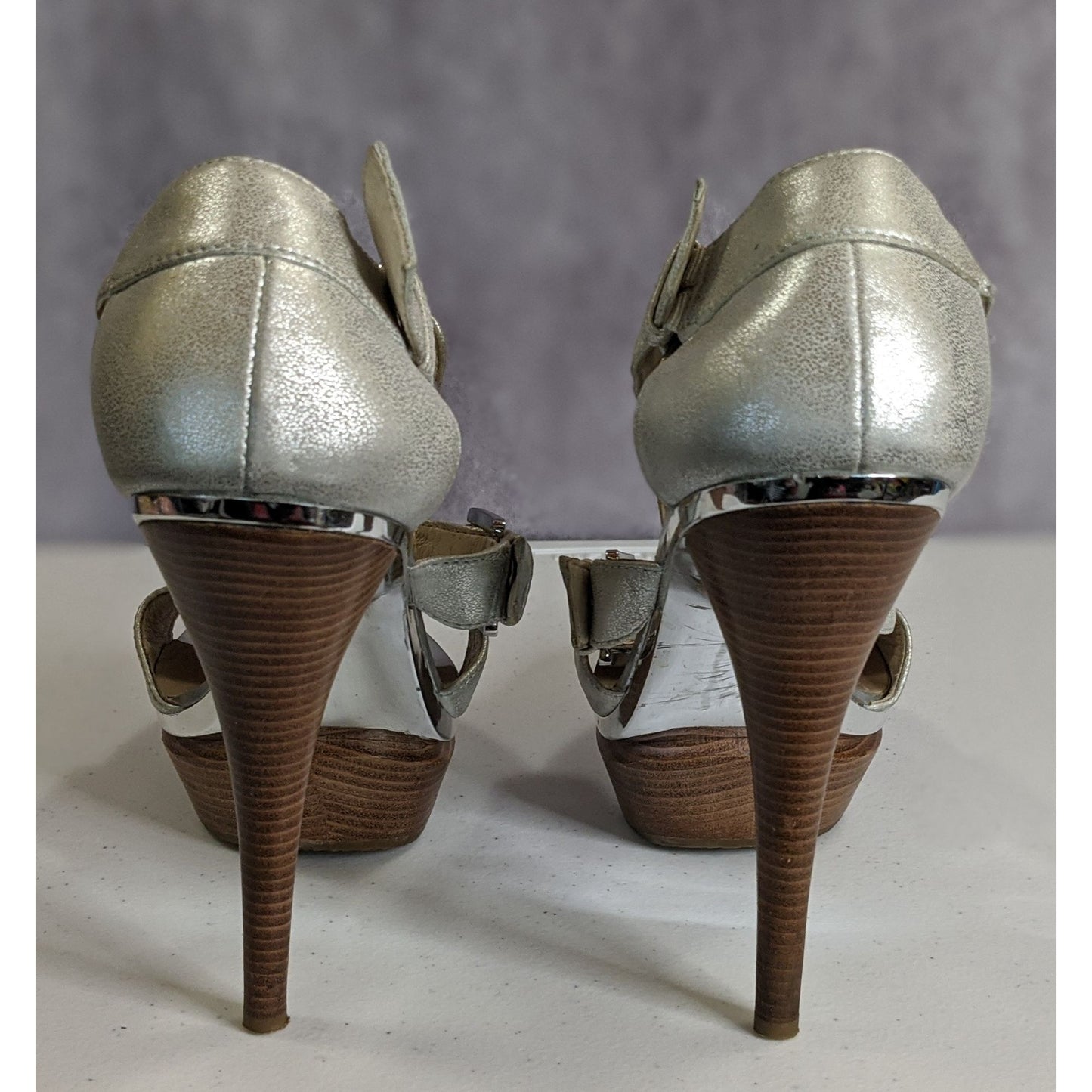 Michael Michael Kors Metallic Silver High Heel Sandals 9.5M