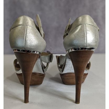 Michael Michael Kors Metallic Silver High Heel Sandals 9.5M