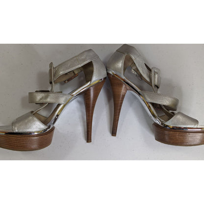 Michael Michael Kors Metallic Silver High Heel Sandals 9.5M