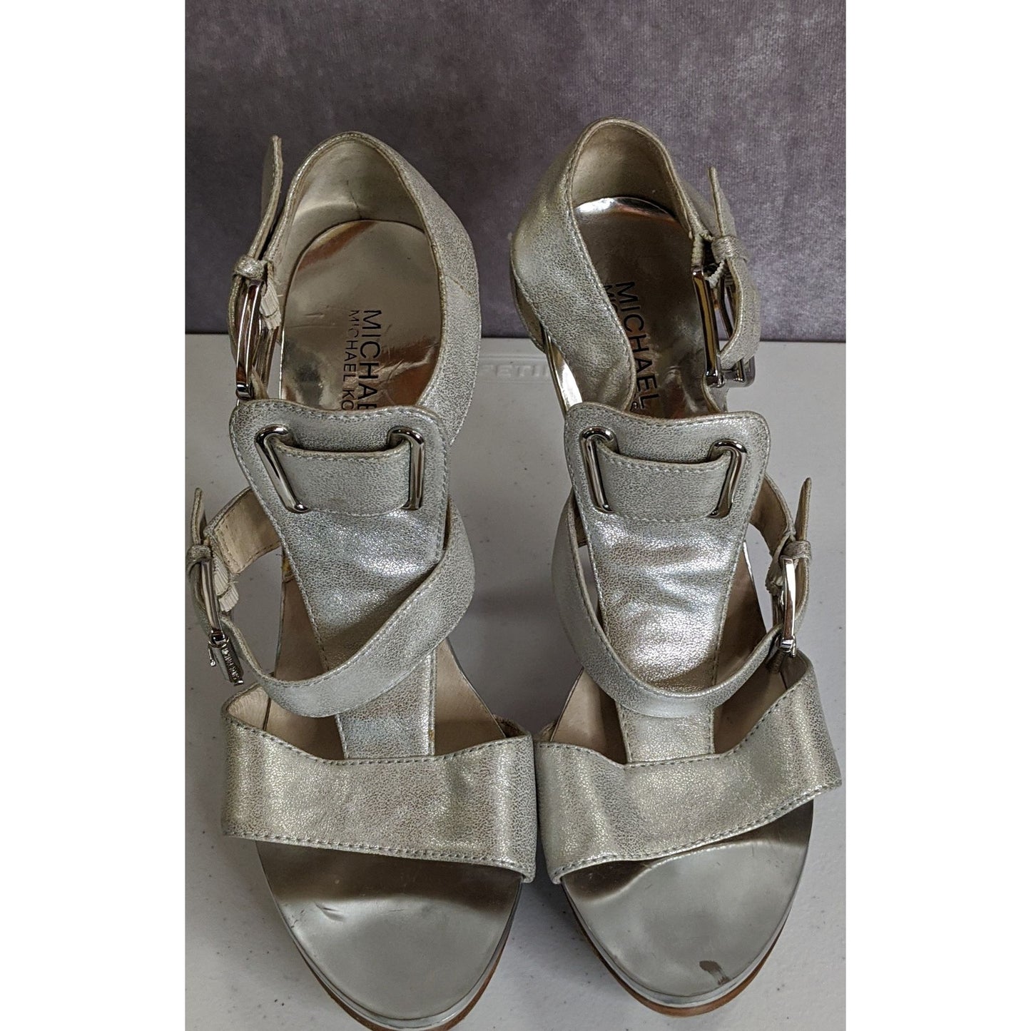 Michael Michael Kors Metallic Silver High Heel Sandals 9.5M