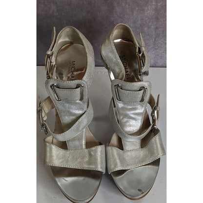 Michael Michael Kors Metallic Silver High Heel Sandals 9.5M