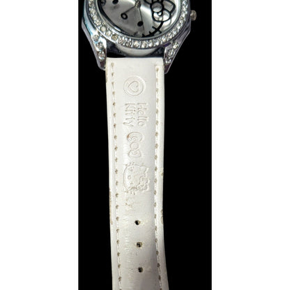 Hello Kitty White And Silver Tone Rhinestone Analog Watch