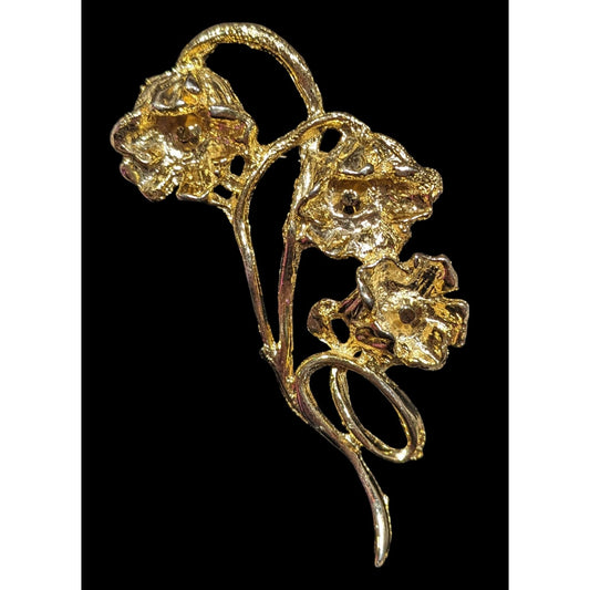 Fairycore Floral Cottagecore Gold Tone Brooch