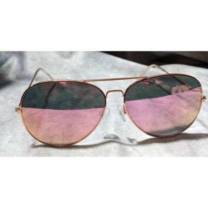 H&M Gold And Pink Mirror Lens Aviator Sunglasses