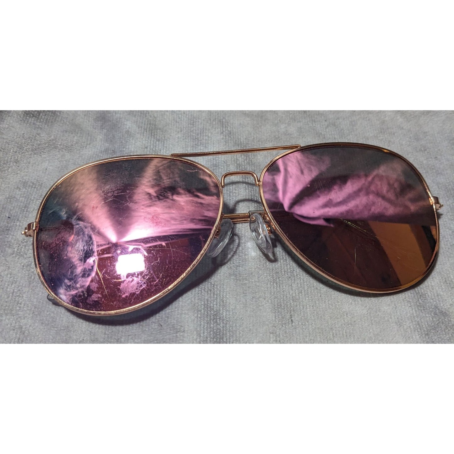 H&M Gold And Pink Mirror Lens Aviator Sunglasses