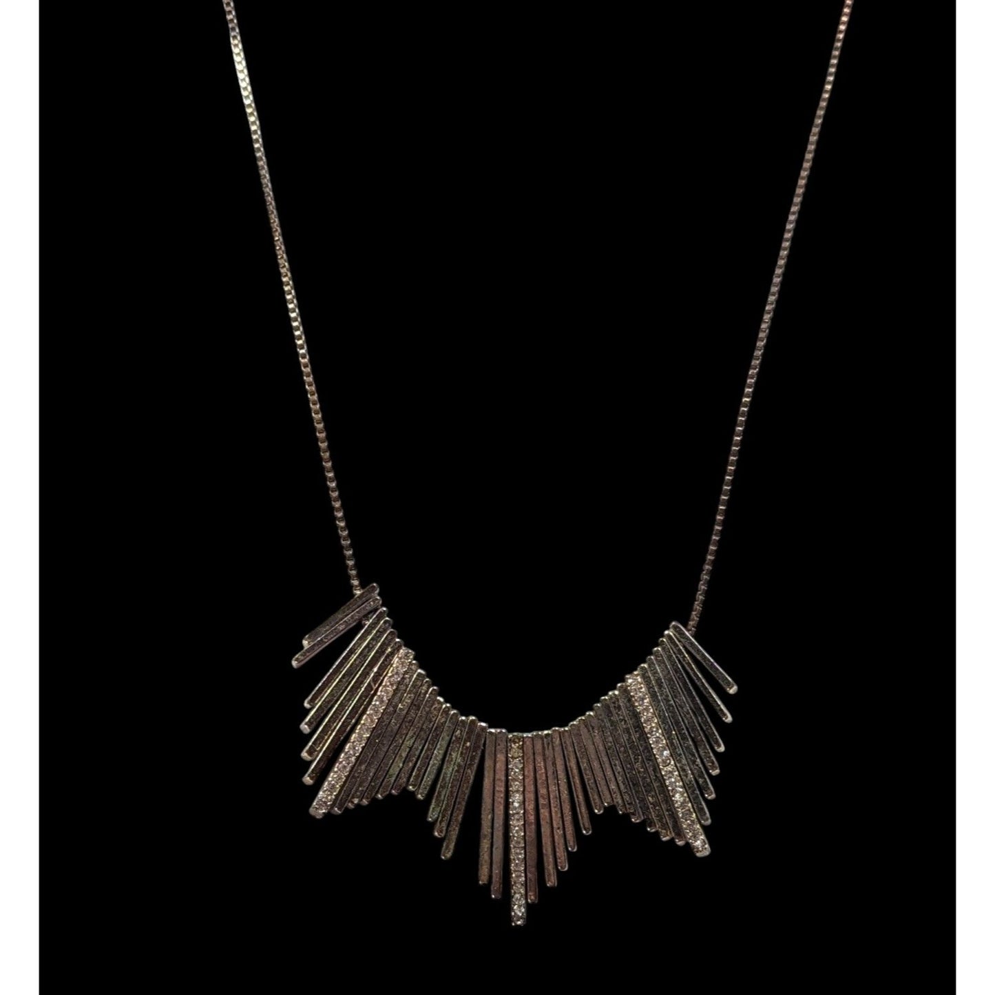 Elegant Glam Staggered Metal Fringe Necklace With Rhinestone Accents